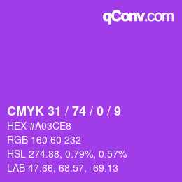颜色代码: CMYK 31 / 74 / 0 / 9 | qconv.com