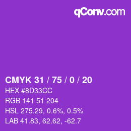 颜色代码: CMYK 31 / 75 / 0 / 20 | qconv.com