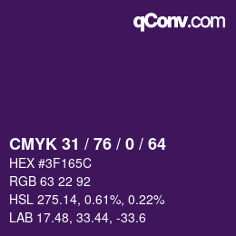 カラーコード: CMYK 31 / 76 / 0 / 64 | qconv.com
