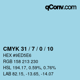 カラーコード: CMYK 31 / 7 / 0 / 10 | qconv.com