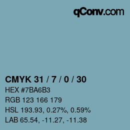 Color code: CMYK 31 / 7 / 0 / 30 | qconv.com