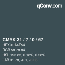颜色代码: CMYK 31 / 7 / 0 / 67 | qconv.com