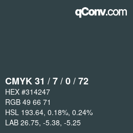 Color code: CMYK 31 / 7 / 0 / 72 | qconv.com