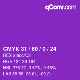 Color code: CMYK 31 / 80 / 0 / 24 | qconv.com