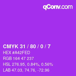 Color code: CMYK 31 / 80 / 0 / 7 | qconv.com