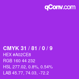 カラーコード: CMYK 31 / 81 / 0 / 9 | qconv.com