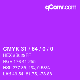 カラーコード: CMYK 31 / 84 / 0 / 0 | qconv.com