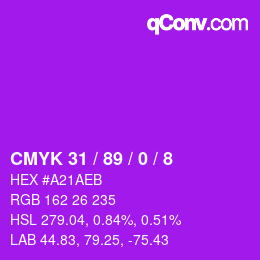 Color code: CMYK 31 / 89 / 0 / 8 | qconv.com