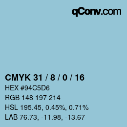 颜色代码: CMYK 31 / 8 / 0 / 16 | qconv.com