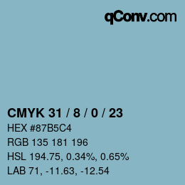 Color code: CMYK 31 / 8 / 0 / 23 | qconv.com