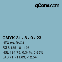 颜色代码: CMYK 31 / 8 / 0 / 23 | qconv.com