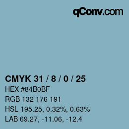 颜色代码: CMYK 31 / 8 / 0 / 25 | qconv.com