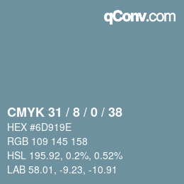 颜色代码: CMYK 31 / 8 / 0 / 38 | qconv.com
