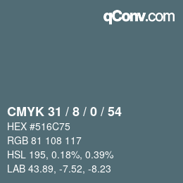 Color code: CMYK 31 / 8 / 0 / 54 | qconv.com