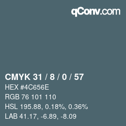 Color code: CMYK 31 / 8 / 0 / 57 | qconv.com