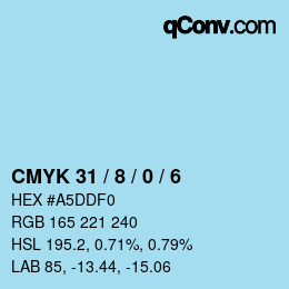 颜色代码: CMYK 31 / 8 / 0 / 6 | qconv.com