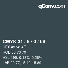 カラーコード: CMYK 31 / 8 / 0 / 69 | qconv.com