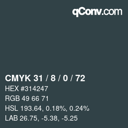 Color code: CMYK 31 / 8 / 0 / 72 | qconv.com