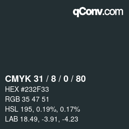 Color code: CMYK 31 / 8 / 0 / 80 | qconv.com