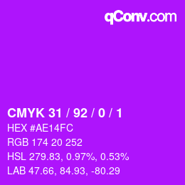 カラーコード: CMYK 31 / 92 / 0 / 1 | qconv.com