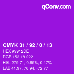 颜色代码: CMYK 31 / 92 / 0 / 13 | qconv.com