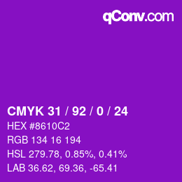 颜色代码: CMYK 31 / 92 / 0 / 24 | qconv.com