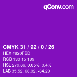 颜色代码: CMYK 31 / 92 / 0 / 26 | qconv.com