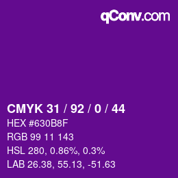 颜色代码: CMYK 31 / 92 / 0 / 44 | qconv.com