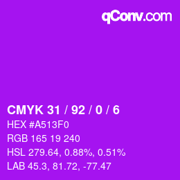 カラーコード: CMYK 31 / 92 / 0 / 6 | qconv.com