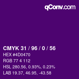 Color code: CMYK 31 / 96 / 0 / 56 | qconv.com