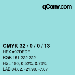 颜色代码: CMYK 32 / 0 / 0 / 13 | qconv.com