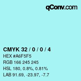 カラーコード: CMYK 32 / 0 / 0 / 4 | qconv.com