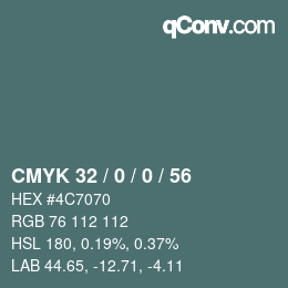 Farbcode: CMYK 32 / 0 / 0 / 56 | qconv.com