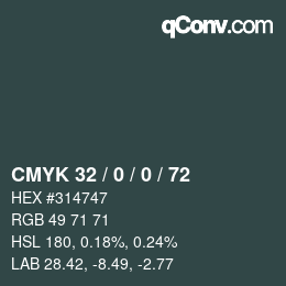 Color code: CMYK 32 / 0 / 0 / 72 | qconv.com