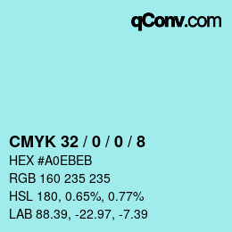 Color code: CMYK 32 / 0 / 0 / 8 | qconv.com