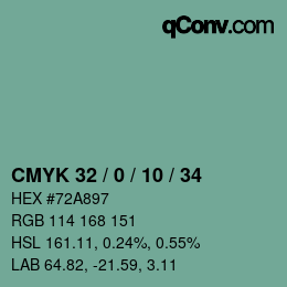 Color code: CMYK 32 / 0 / 10 / 34 | qconv.com