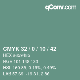 颜色代码: CMYK 32 / 0 / 10 / 42 | qconv.com