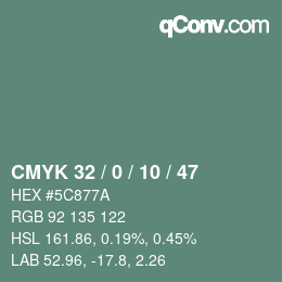 Color code: CMYK 32 / 0 / 10 / 47 | qconv.com
