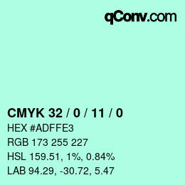 颜色代码: CMYK 32 / 0 / 11 / 0 | qconv.com