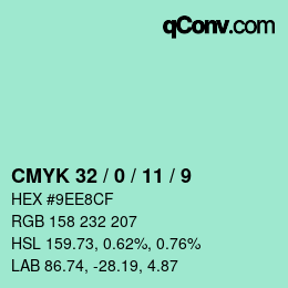 颜色代码: CMYK 32 / 0 / 11 / 9 | qconv.com