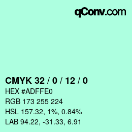 Color code: CMYK 32 / 0 / 12 / 0 | qconv.com