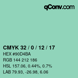 Color code: CMYK 32 / 0 / 12 / 17 | qconv.com