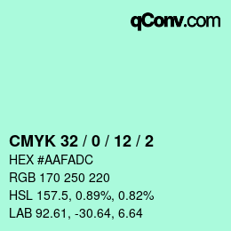 Color code: CMYK 32 / 0 / 12 / 2 | qconv.com