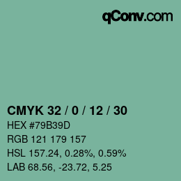 颜色代码: CMYK 32 / 0 / 12 / 30 | qconv.com