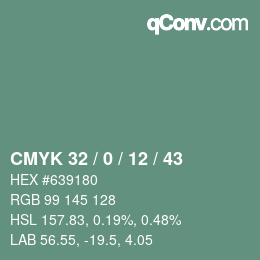 Color code: CMYK 32 / 0 / 12 / 43 | qconv.com