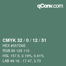 Color code: CMYK 32 / 0 / 12 / 51 | qconv.com
