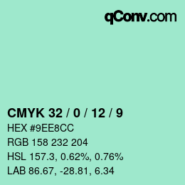 颜色代码: CMYK 32 / 0 / 12 / 9 | qconv.com