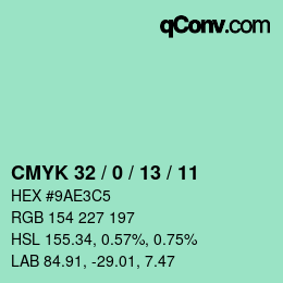 Color code: CMYK 32 / 0 / 13 / 11 | qconv.com