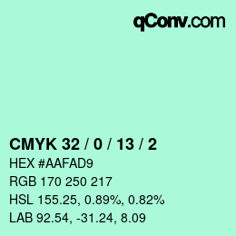 カラーコード: CMYK 32 / 0 / 13 / 2 | qconv.com