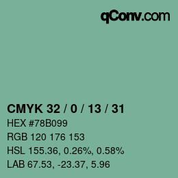 カラーコード: CMYK 32 / 0 / 13 / 31 | qconv.com